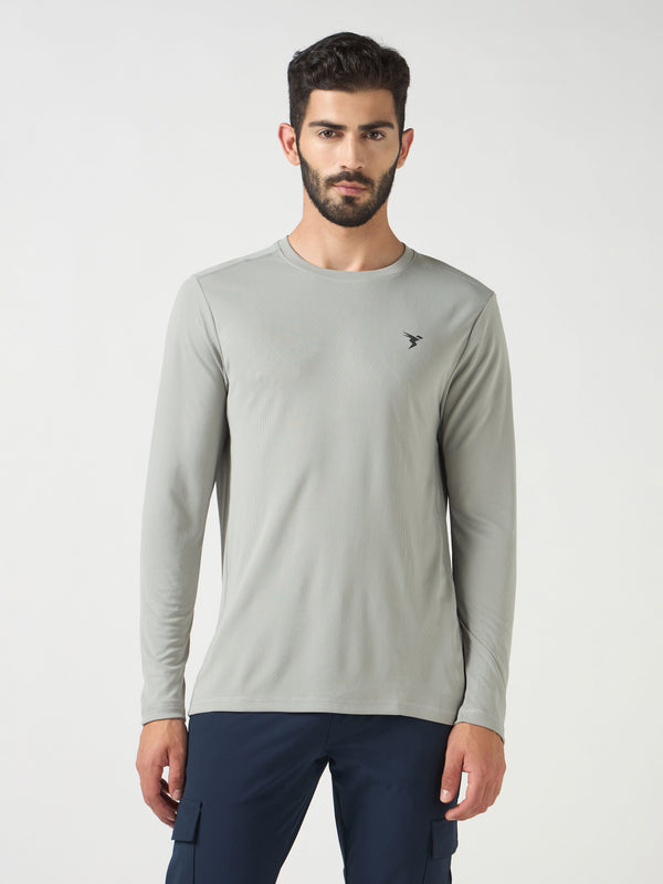 Men Solid Slim Fit Crew Neck T-shirt with TECHNO COOL+