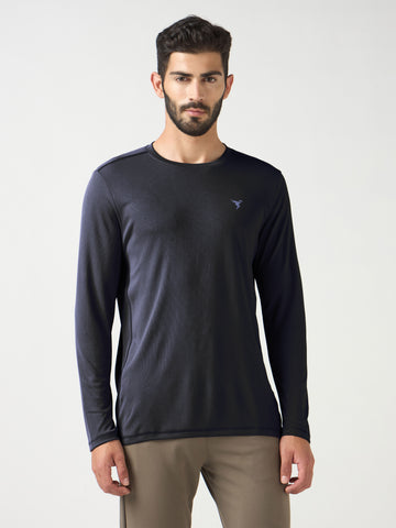 Men Solid Slim Fit Crew Neck T-shirt with TECHNO COOL+