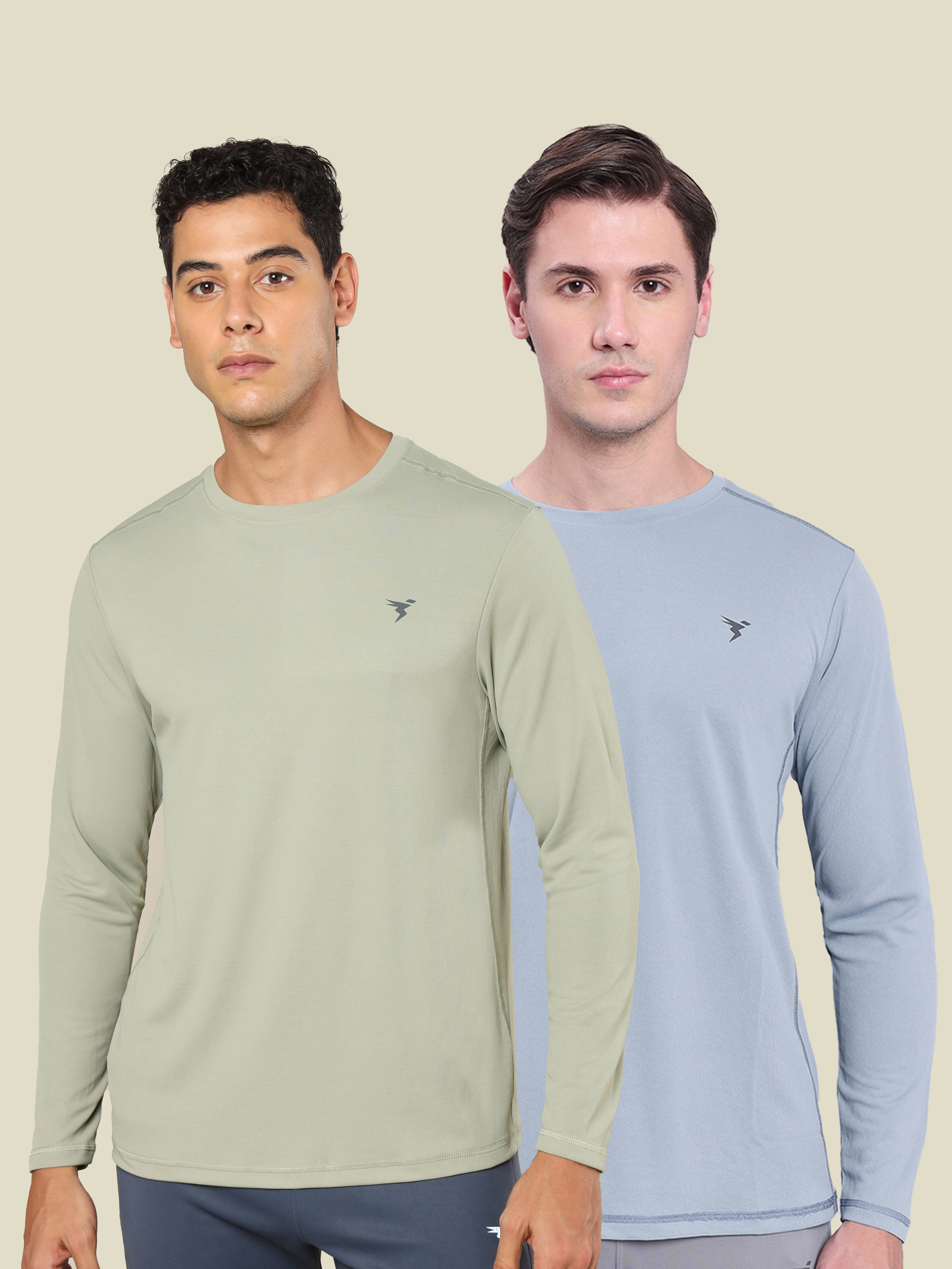 Men Solid Slim Fit Crew Neck T-shirt with TECHNO COOL+ (Pack of 2)