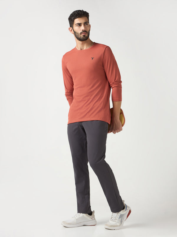 Men Solid Slim Fit Crew Neck T-shirt with TECHNO COOL+