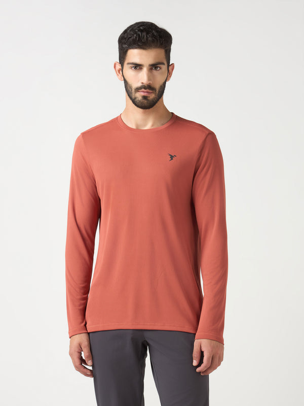 Men Solid Slim Fit Crew Neck T-shirt with TECHNO COOL+