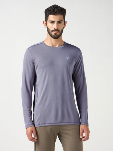Men Solid Slim Fit Crew Neck T-shirt with TECHNO COOL+