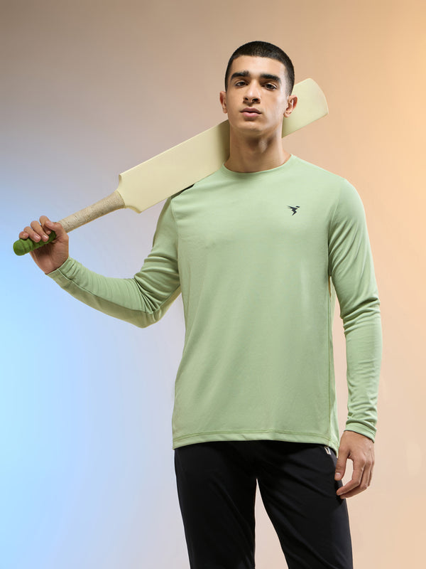 Men Solid Slim Fit Crew Neck T-shirt with TECHNO COOL+