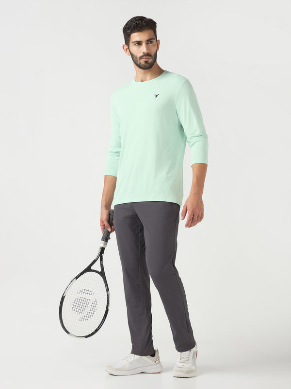 Men Solid Slim Fit Crew Neck T-shirt with TECHNO COOL+