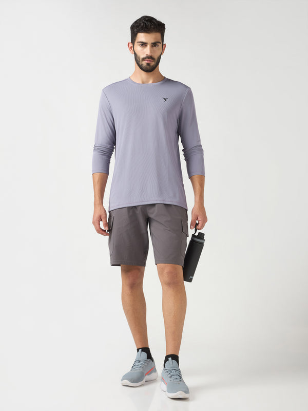 Men Solid Slim Fit Crew Neck T-shirt with TECHNO COOL+