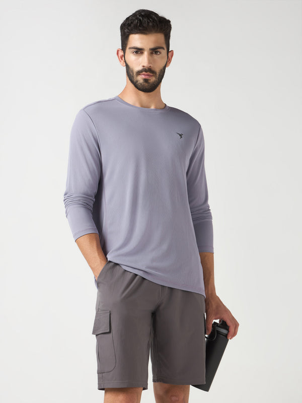 Men Solid Slim Fit Crew Neck T-shirt with TECHNO COOL+