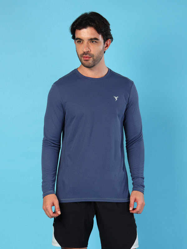 Men Solid Slim Fit Crew Neck T-shirt with TECHNO COOL+
