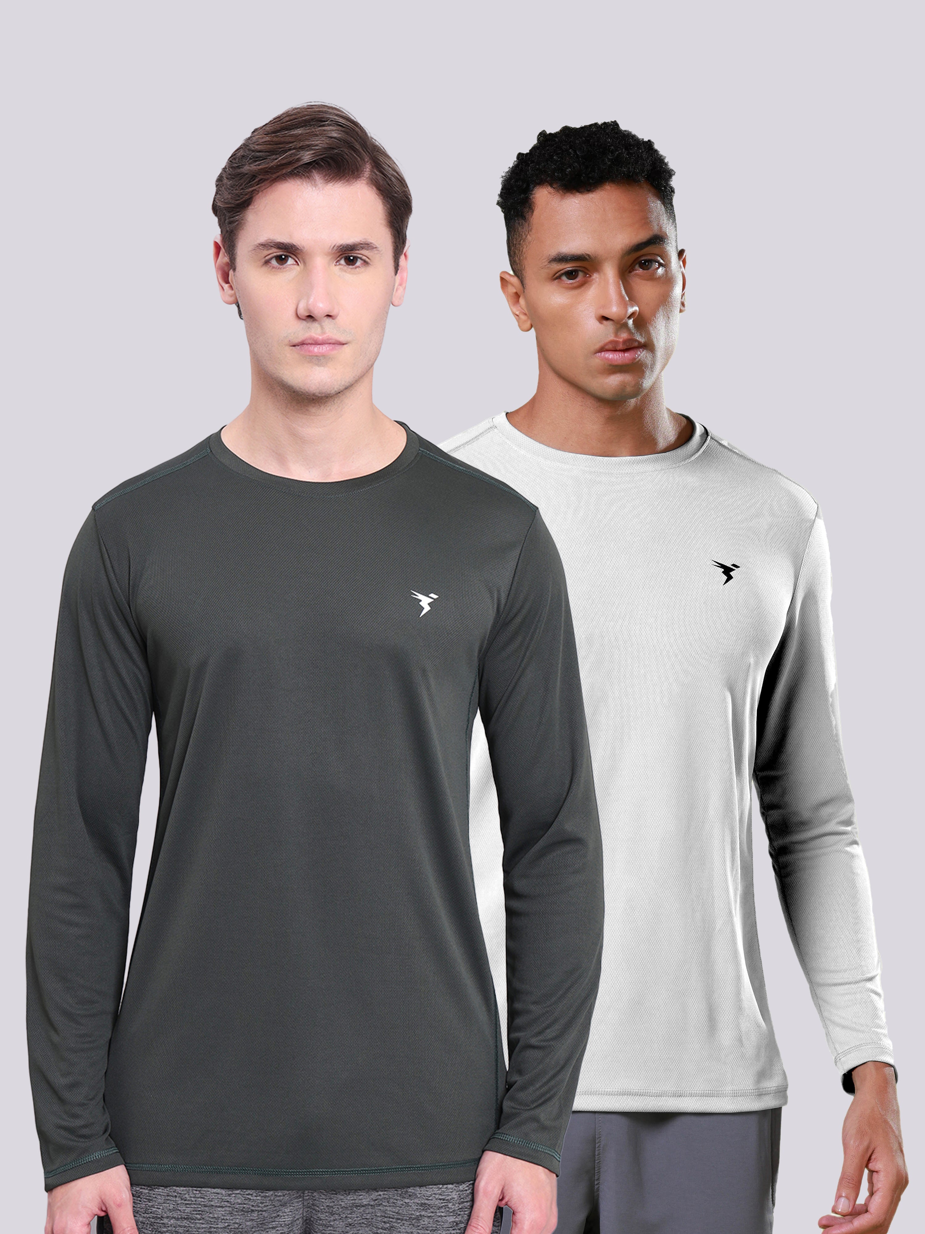 Men Solid Slim Fit Crew Neck T-shirt with TECHNO COOL+ (Pack of 2)
