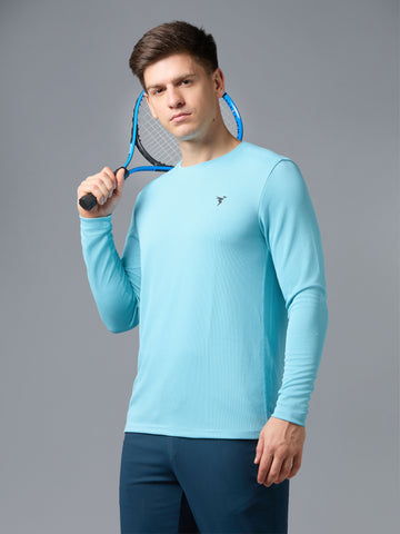 Men Solid Slim Fit Crew Neck T-shirt with TECHNO COOL+