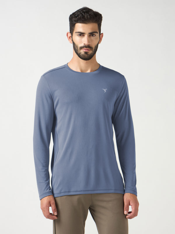 Men Solid Slim Fit Crew Neck T-shirt with TECHNO COOL+