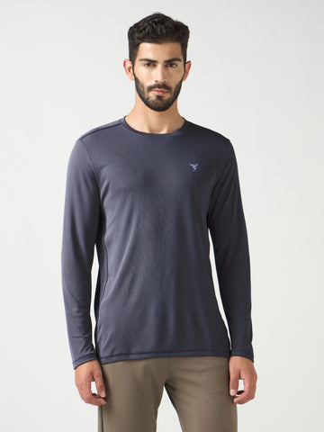Men Solid Slim Fit Crew Neck T-shirt with TECHNO COOL+