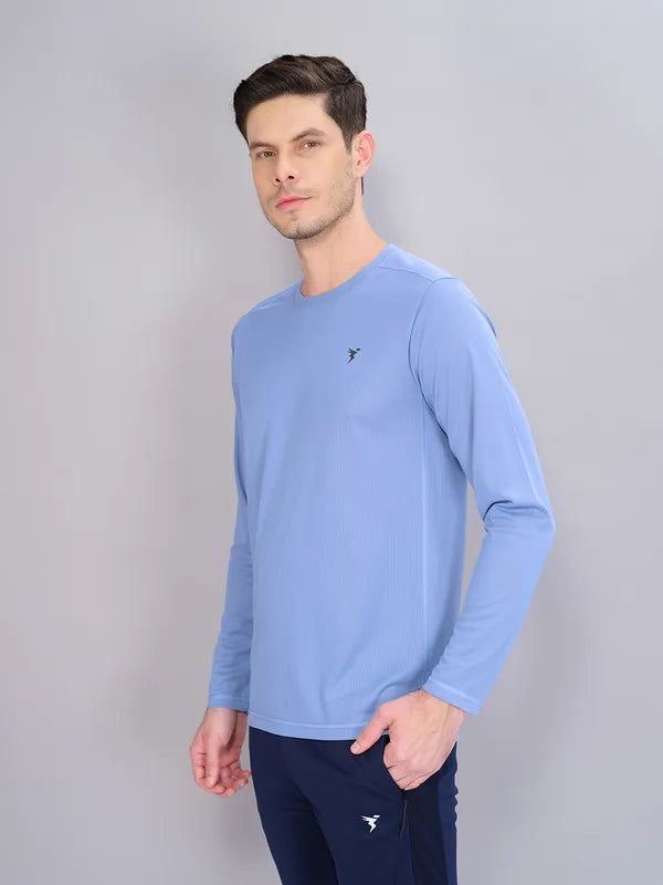 Men Solid Slim Fit Crew Neck T-shirt with TECHNO COOL+