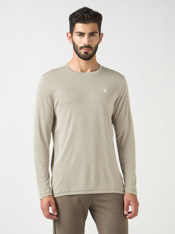 Men Solid Slim Fit Crew Neck T-shirt with TECHNO COOL+
