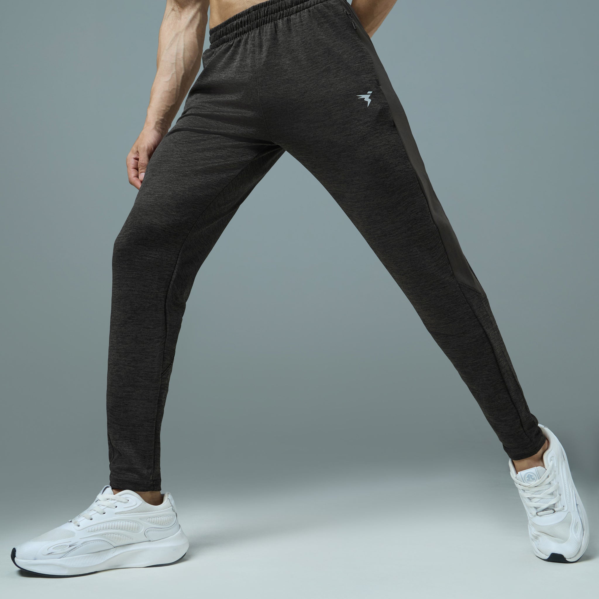 Men Melange Slim Fit Trackpants with TECHNO DRY