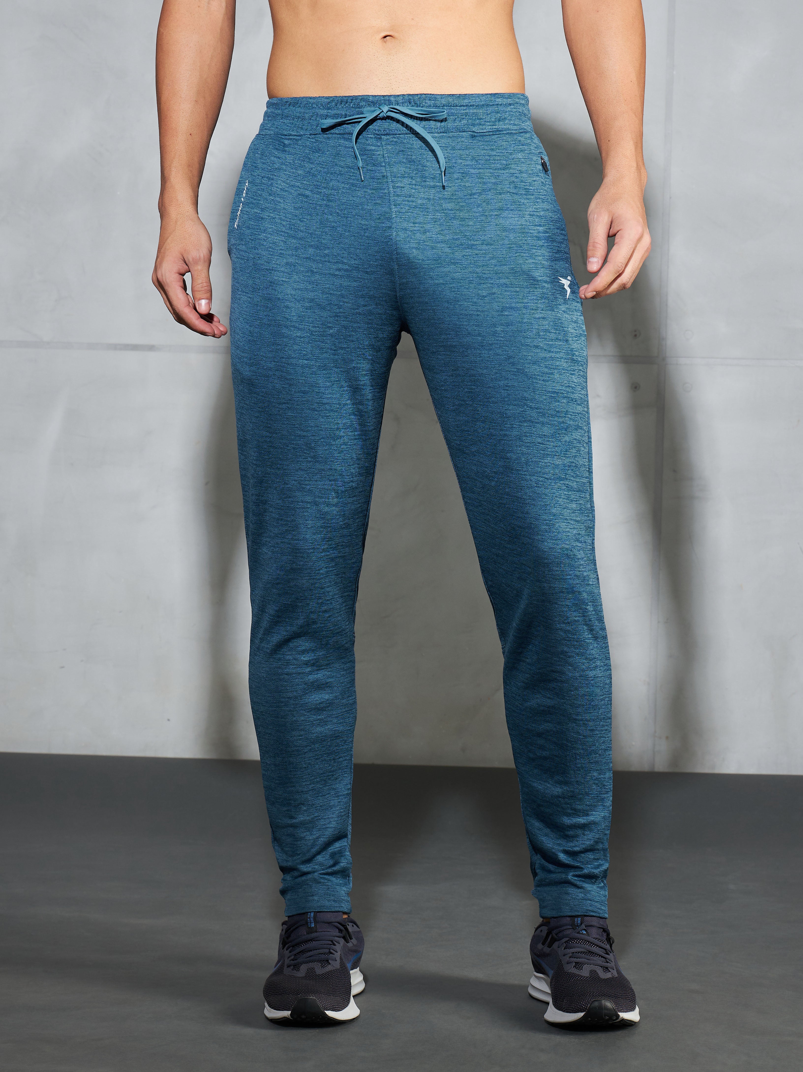 Men Melange Slim Fit Trackpants with TECHNO DRY