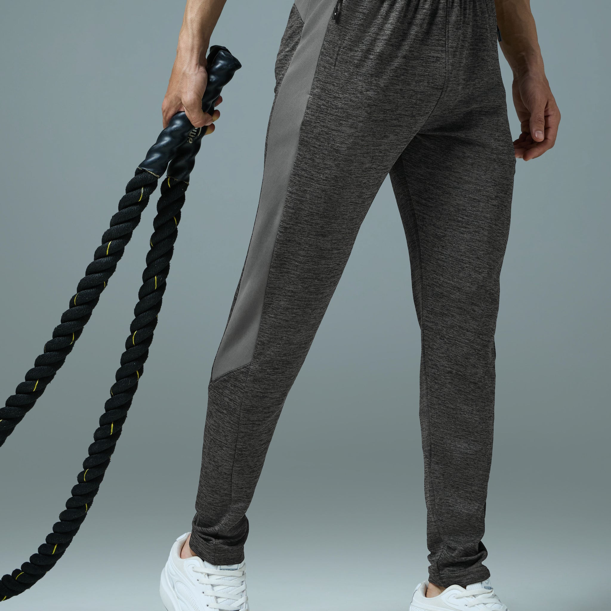 Men Melange Slim Fit Trackpants with TECHNO DRY