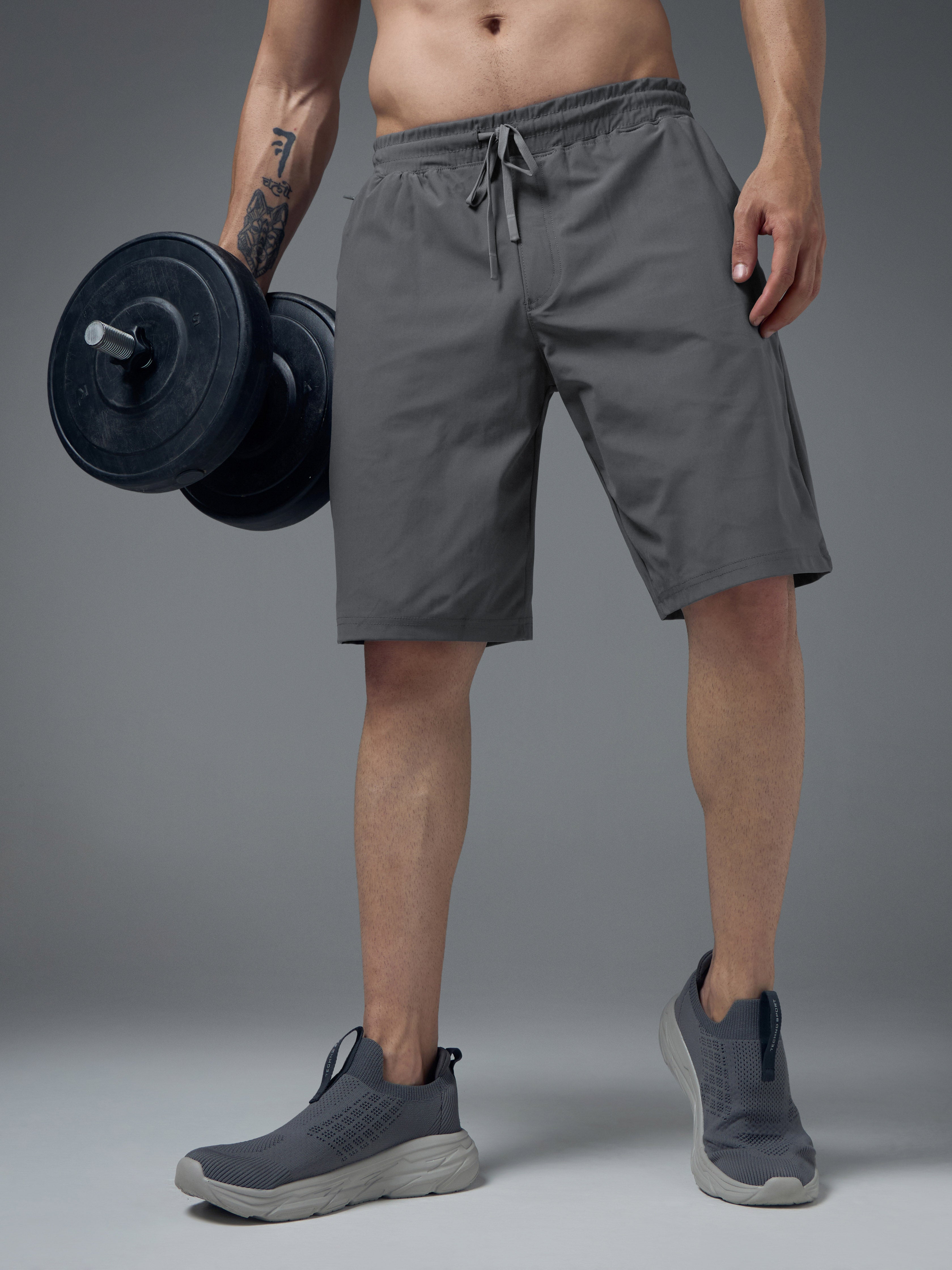 Men Solid Slim Fit Sports Shorts with DURACOOL