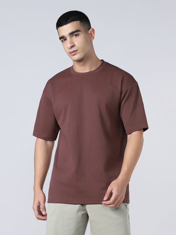 Men Solid  Oversized Crew Neck T-shirt with ELASTO PLUS