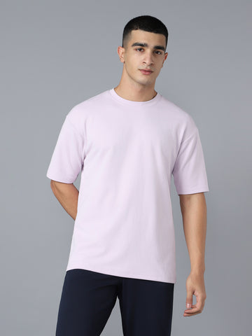Men Solid  Oversized Crew Neck T-shirt with ELASTO PLUS