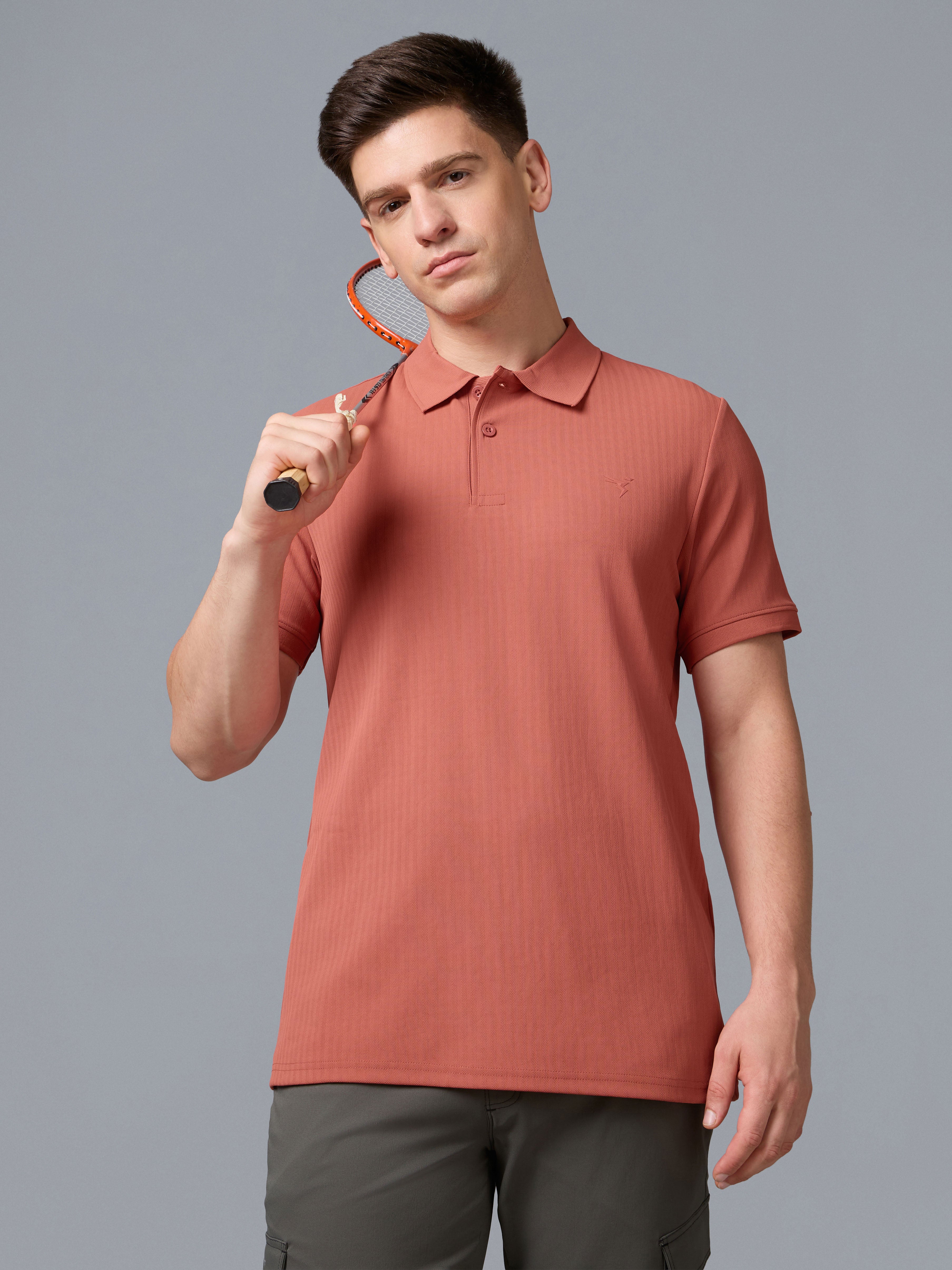 Men Solid Slim Fit Active Polo T-shirt with ELASTO PLUS