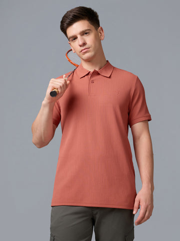 Men Solid Slim Fit Active Polo T-shirt with ELASTO PLUS