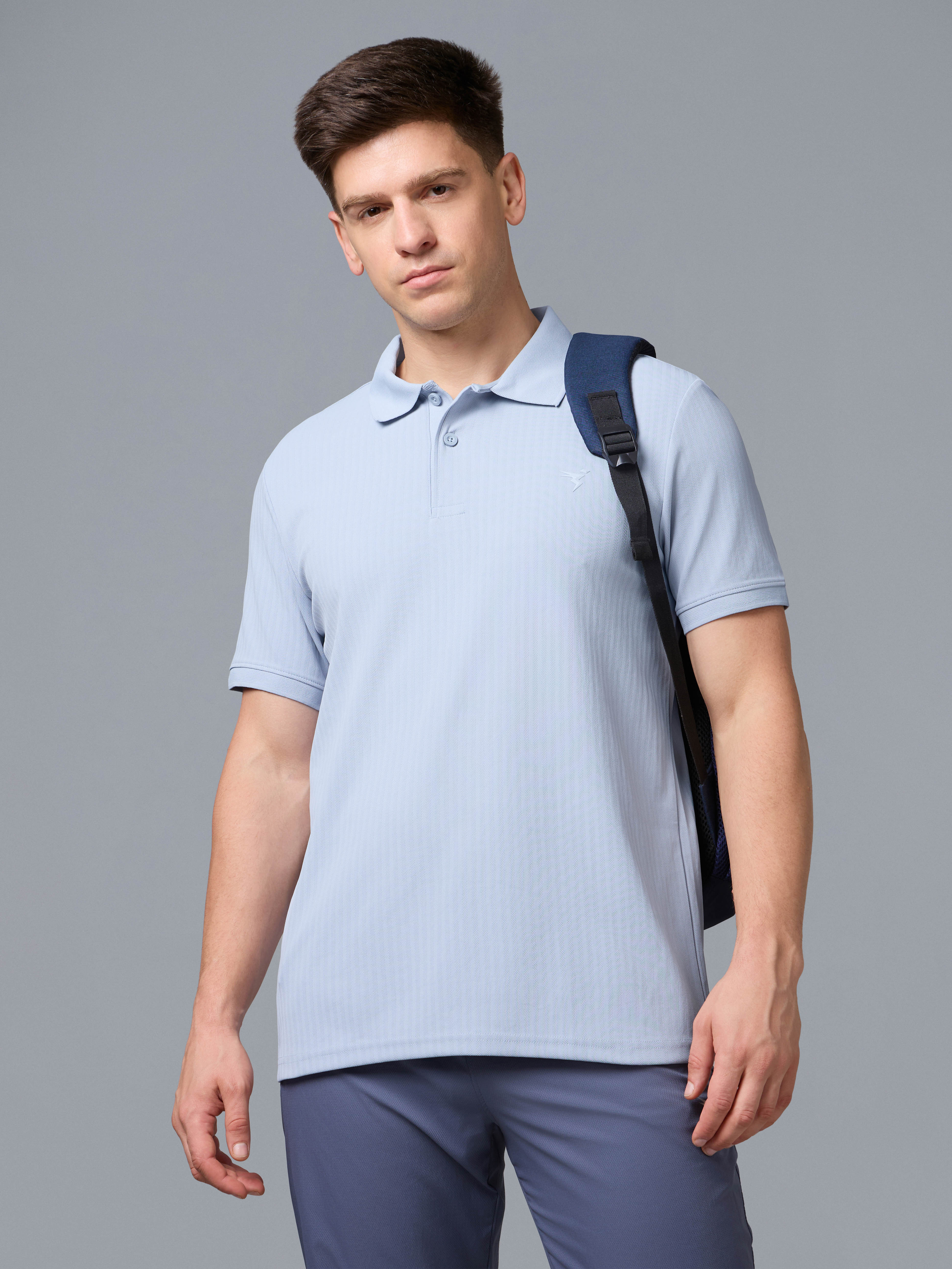 Men Solid Slim Fit Active Polo T-shirt with ELASTO PLUS