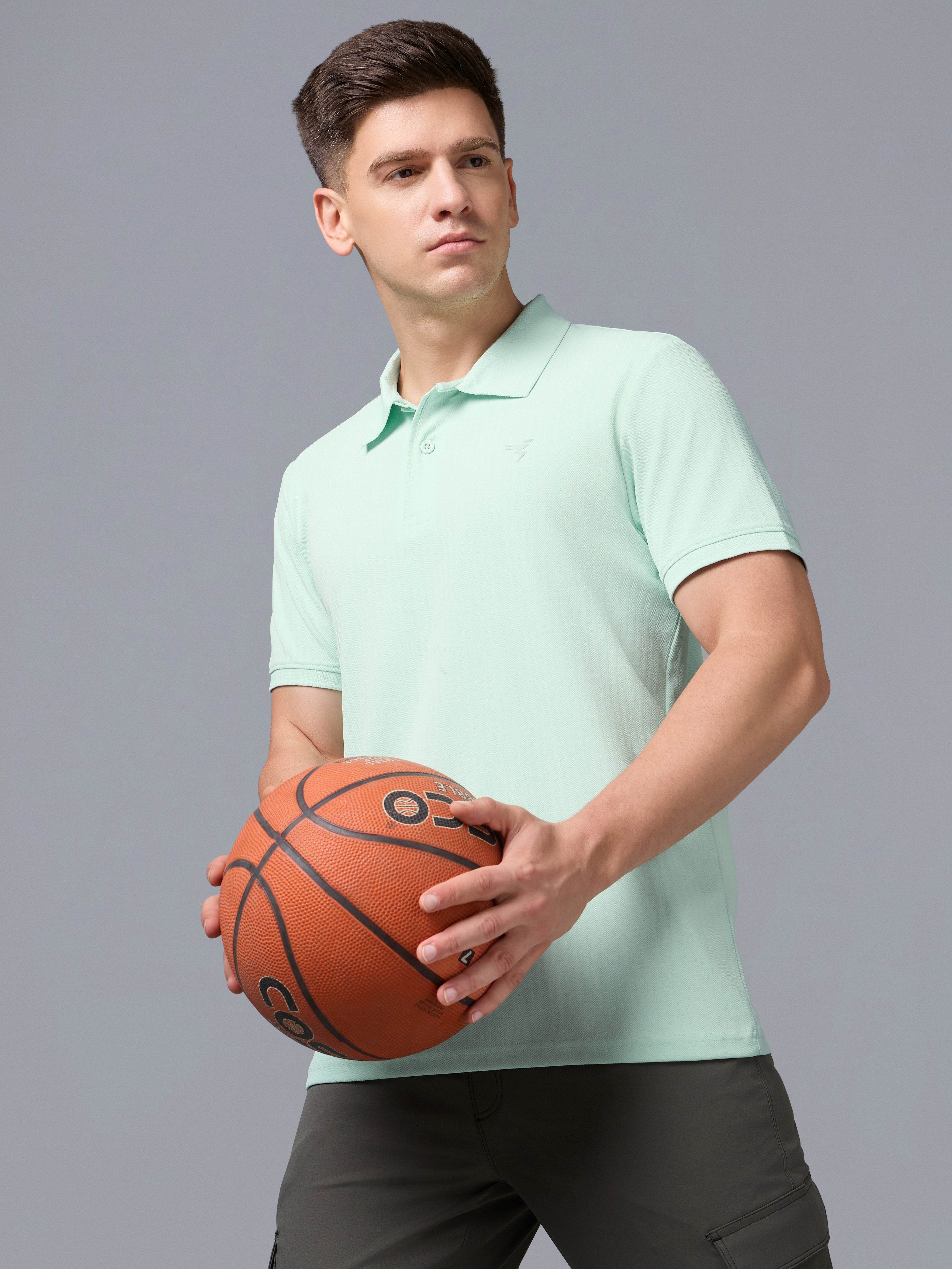 Men Solid Slim Fit Active Polo T-shirt with ELASTO PLUS