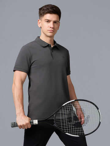 Men Solid Slim Fit Active Polo T-shirt with ELASTO PLUS