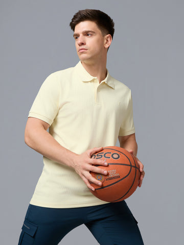 Men Solid Slim Fit Active Polo T-shirt with ELASTO PLUS
