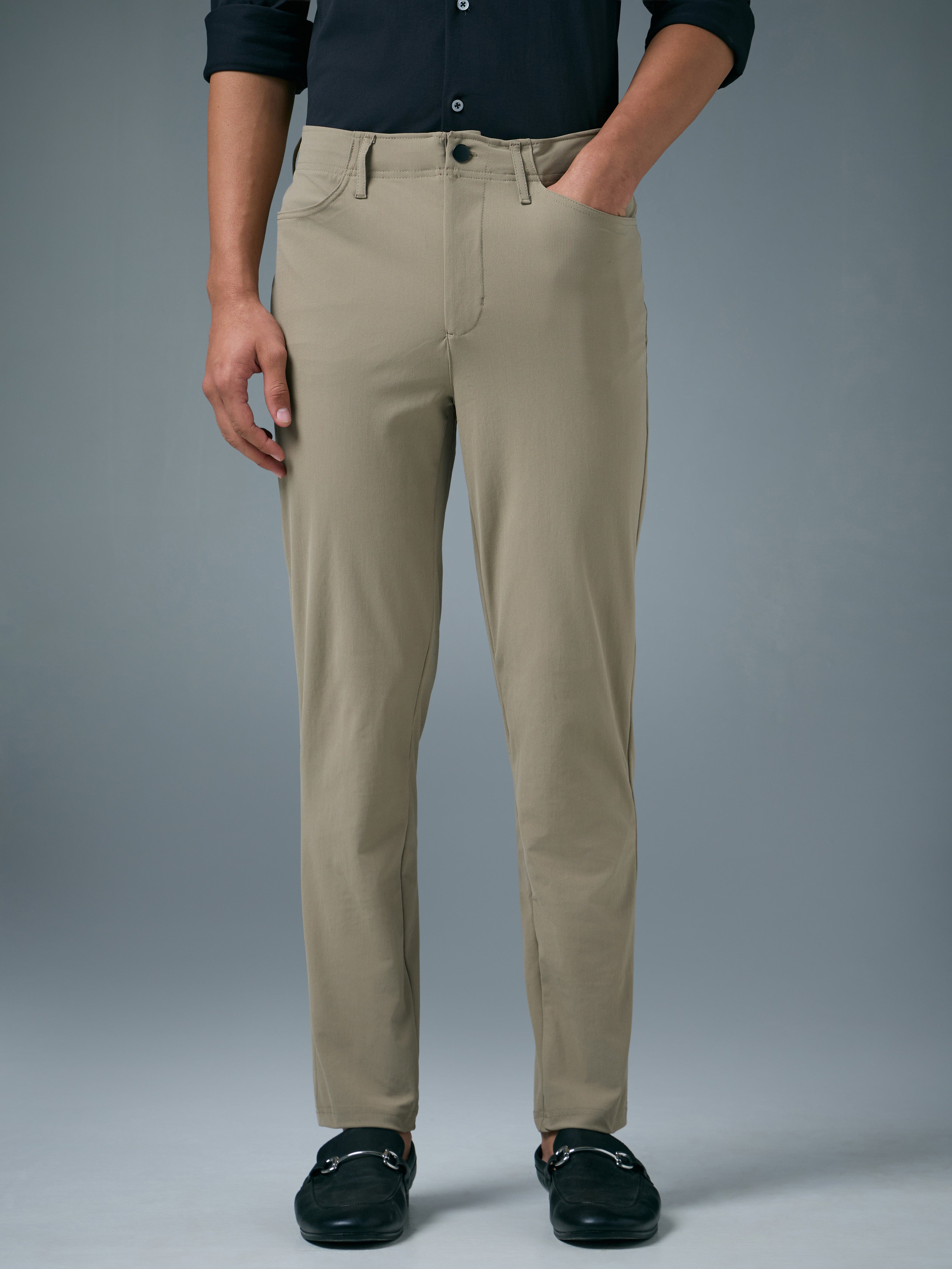 Men Semi-Formal Solid Straight Fit Trousers Pants with DURACOOL+