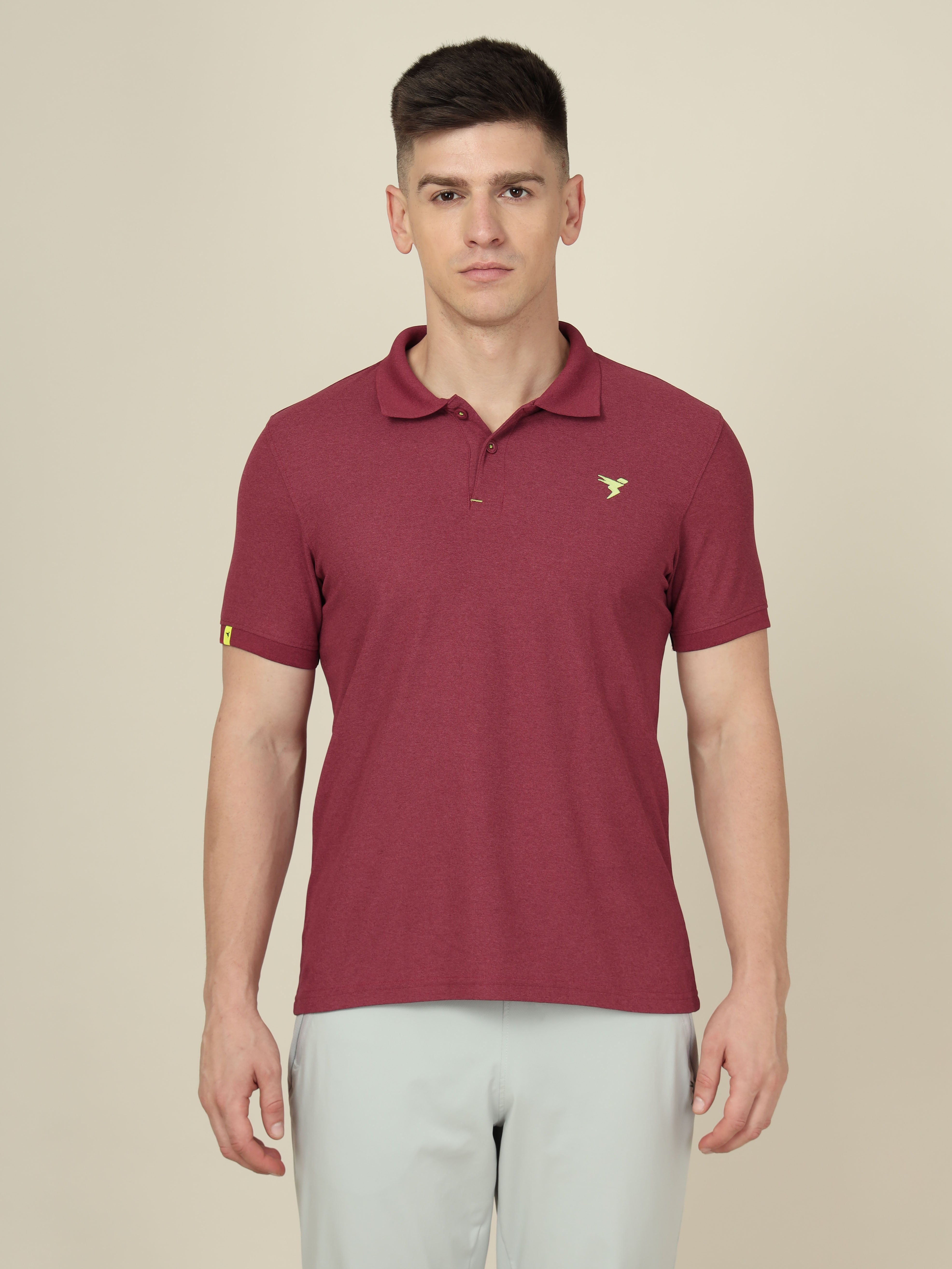 Men Solid Slim Fit Polo T-shirt with MATPIQ