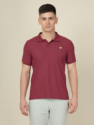 Men Solid Slim Fit Polo T-shirt with MATPIQ