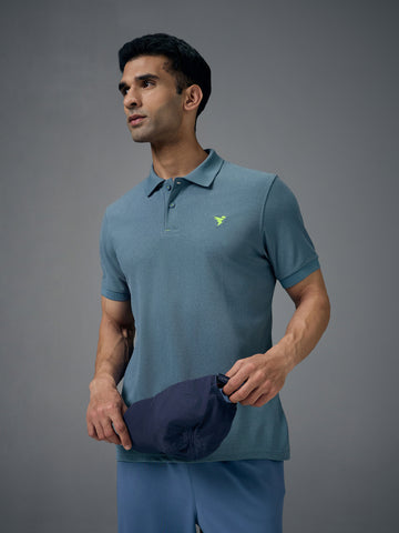 Men Solid Slim Fit Polo T-shirt with MATPIQ
