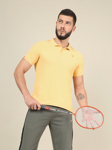 Men Solid Slim Fit Polo T-shirt with MATPIQ