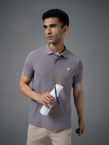 Men Solid Slim Fit Polo T-shirt with MATPIQ
