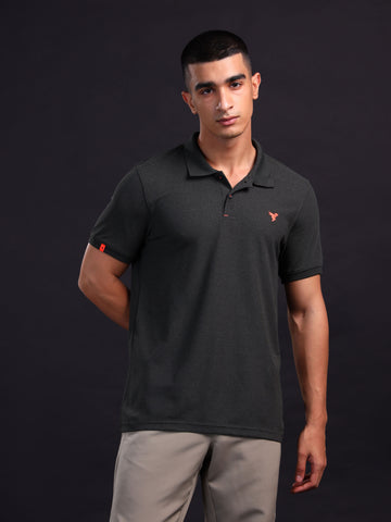 Men Solid Slim Fit Polo T-shirt with MATPIQ