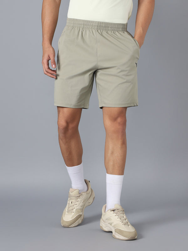 Men Solid Slim Fit Sports Shorts with TS FLEXI