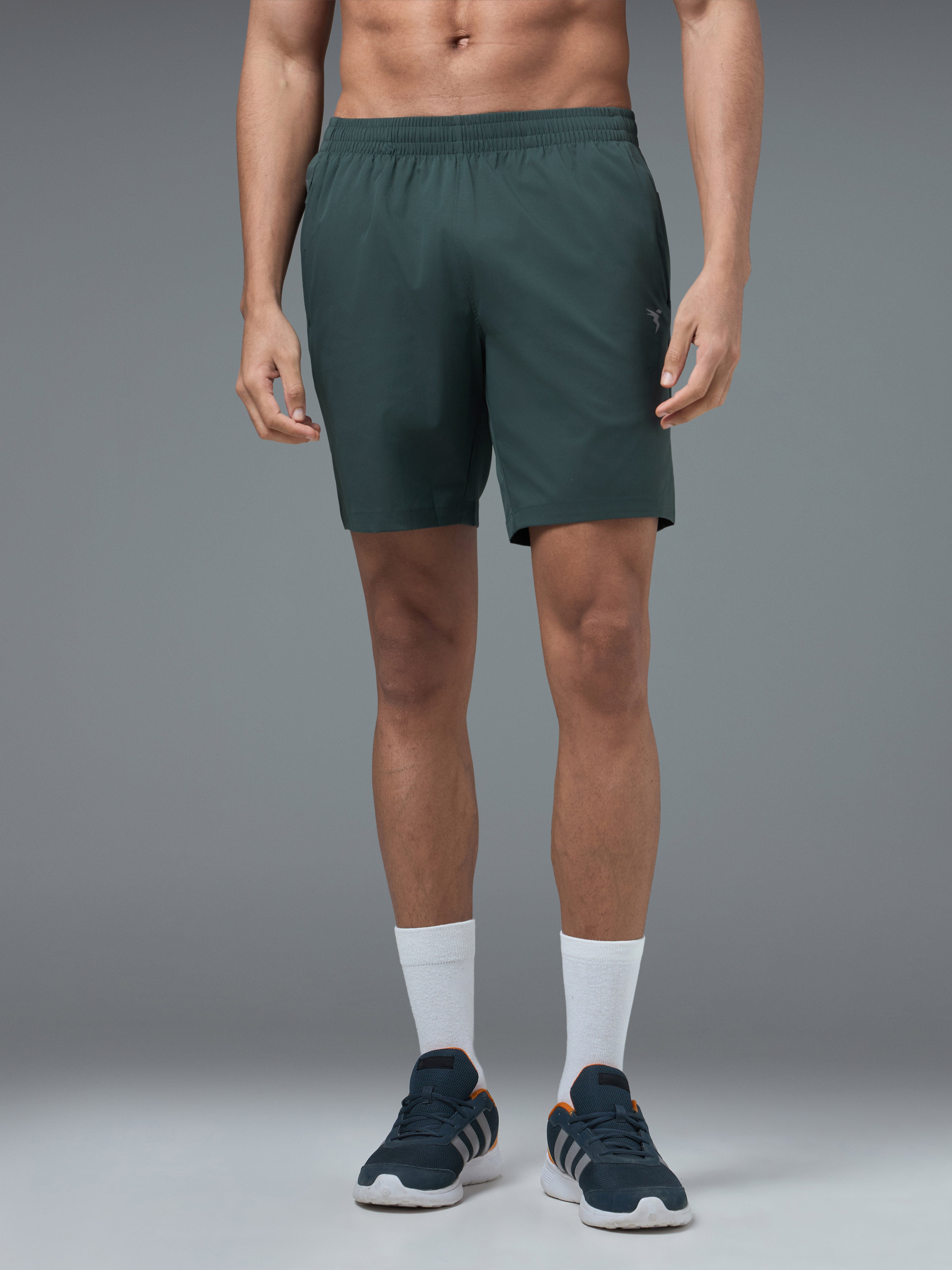 Men Solid Slim Fit Sports Shorts with TS FLEXI
