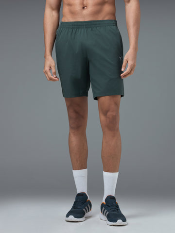 Men Solid Slim Fit Sports Shorts with TS FLEXI