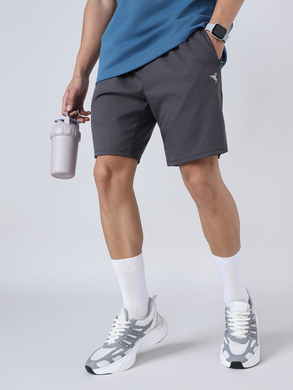 Men Solid Slim Fit Sports Shorts with TS FLEXI