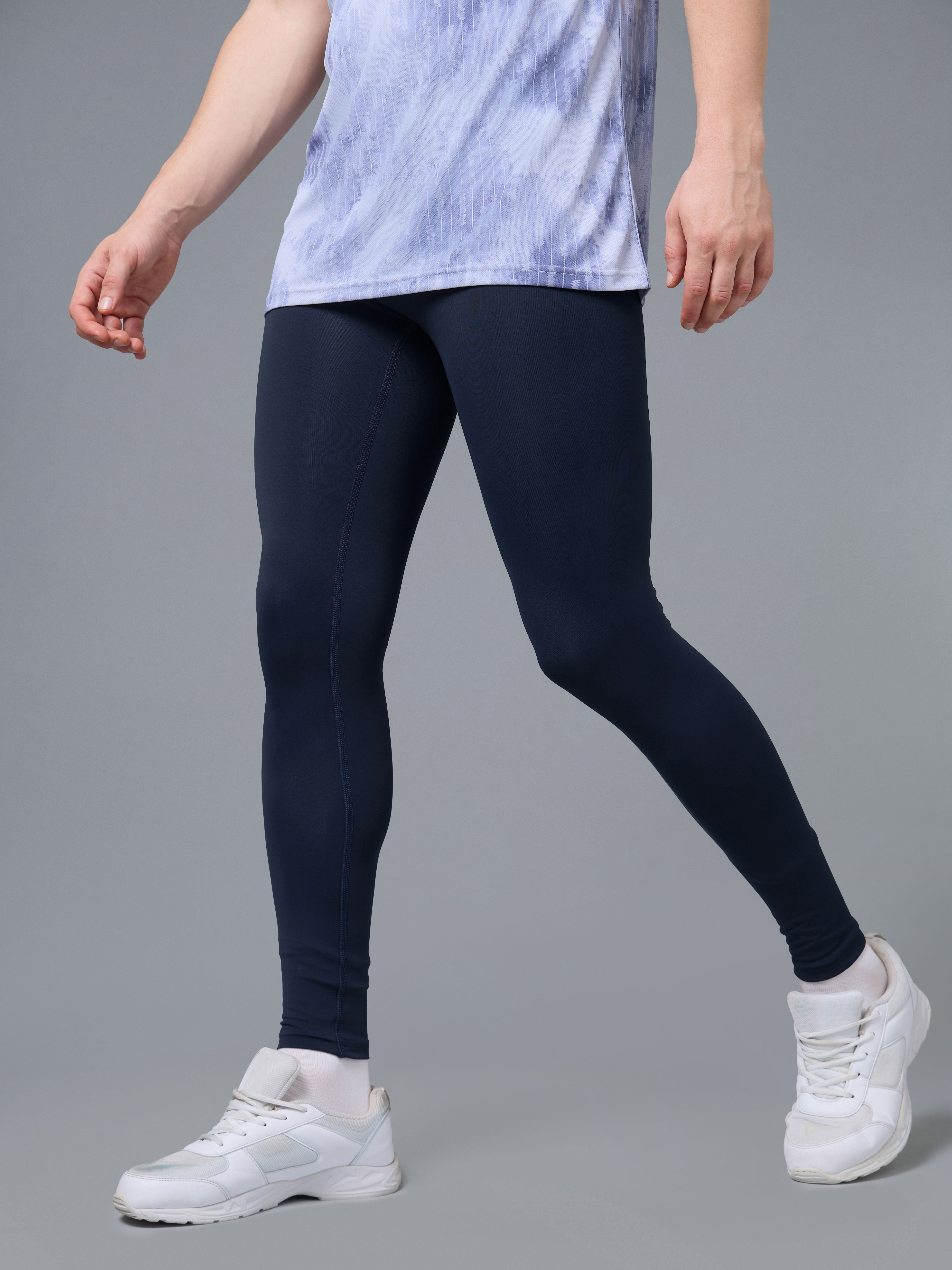 Men Solid Slim Fit Compression Tights with ELASTOPLUS