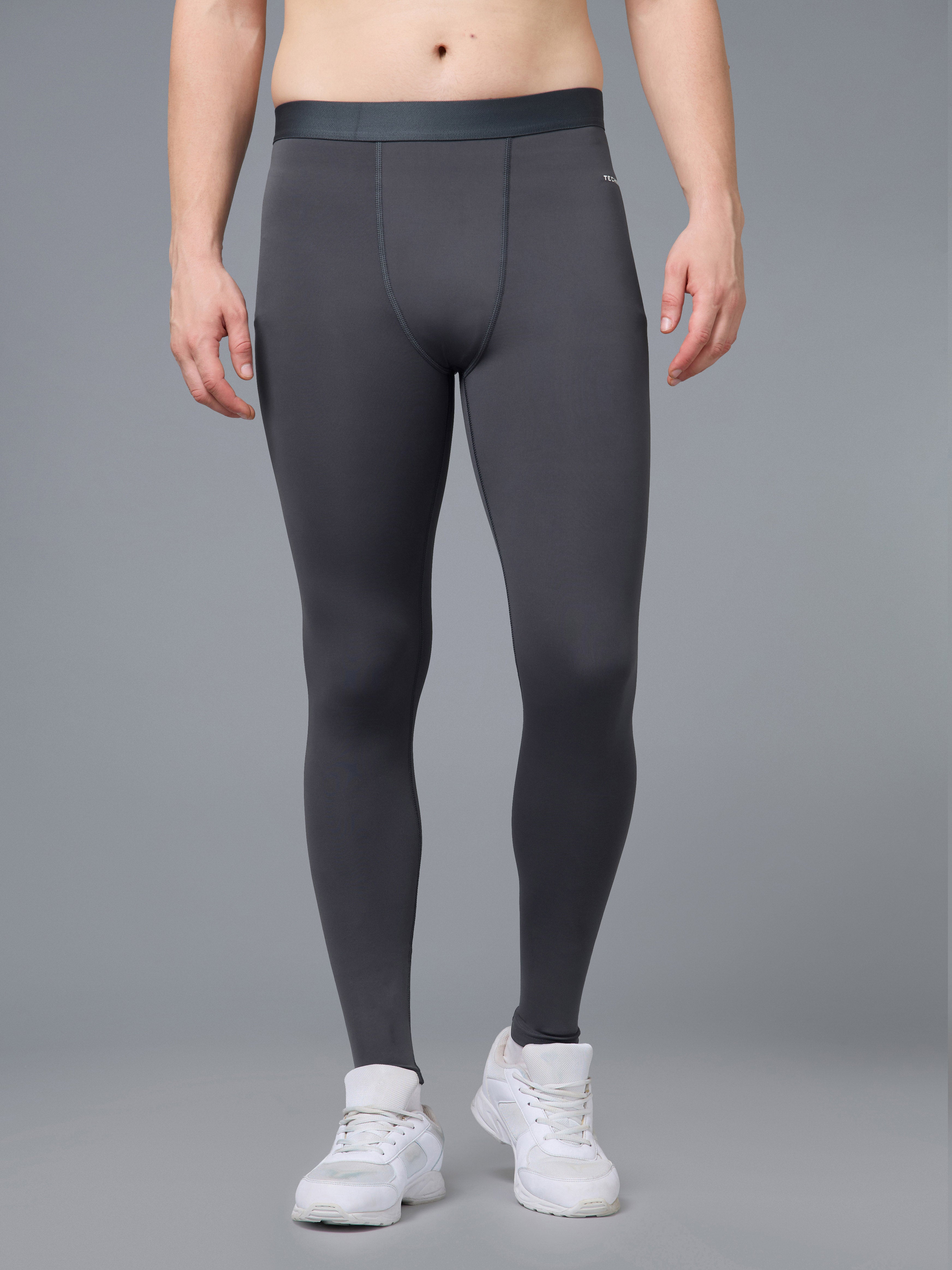 Men Solid Slim Fit Compression Tights with ELASTOPLUS