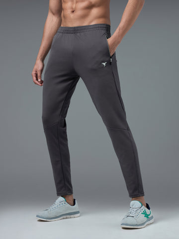 Men Solid Slim Fit Trackpants with TECHNO DRY