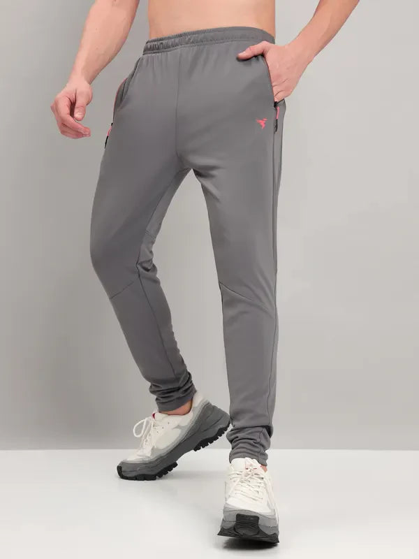 Men Solid Slim Fit Trackpants with TECHNO DRY