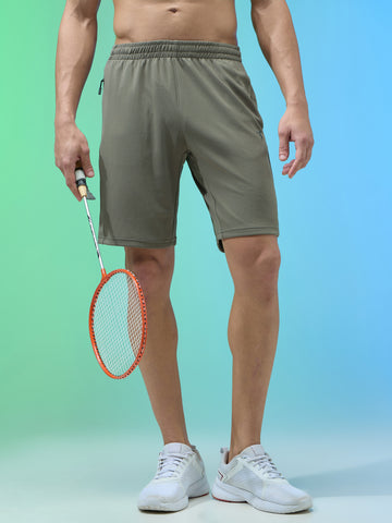 Men Solid Slim Fit Shorts with TECHNO DRY