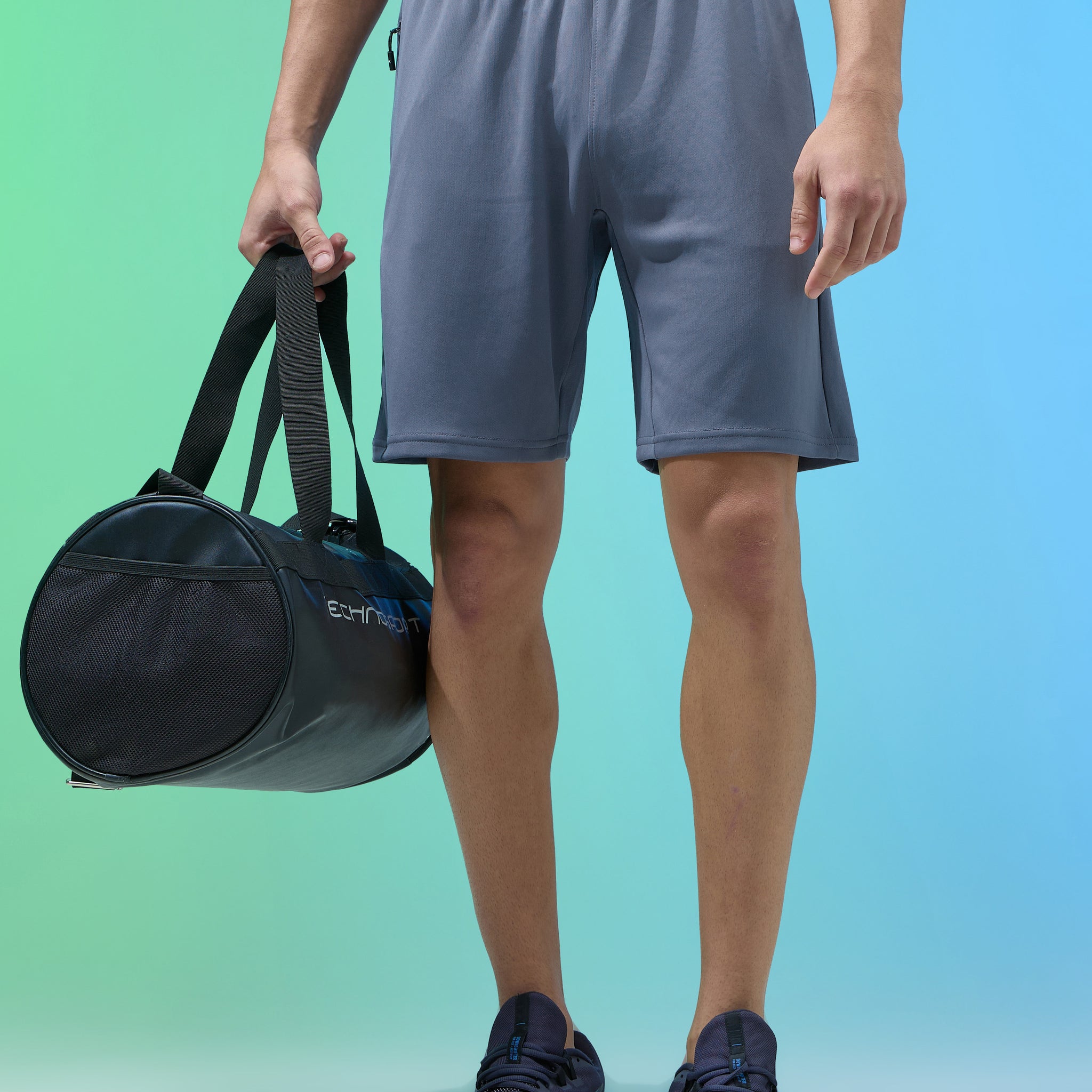 Men Solid Slim Fit Shorts with TECHNO DRY