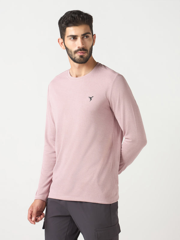 Men Melange Slim Fit Crew Neck T-shirt with DOUBLE COOL