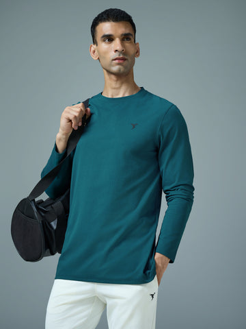 Men Solid Slim Fit Round Neck Sports T-shirt with COTFLEX