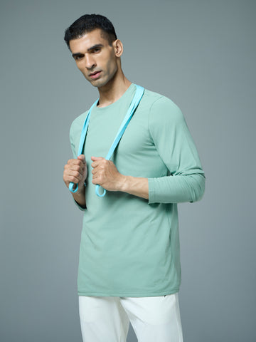 Men Solid Slim Fit Round Neck Sports T-shirt with COTFLEX