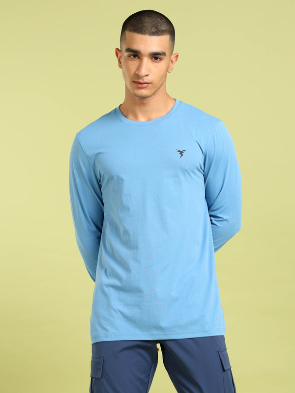 Men Solid Slim Fit Round Neck Sports T-shirt with COTFLEX